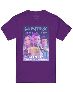 K-Pop Demon Hunters Adult World Tour Huntr/X Poster T-Shirt - Purple