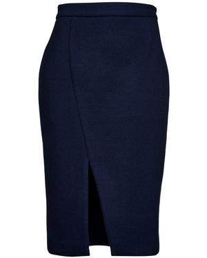 Conquista Faux Mouflon Pencil Skirt - Blue