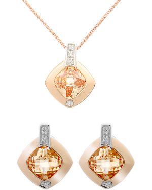 Orphelia 'Athena' 925 Sterling Set: Chain-Pendant + Earrings - Metallic