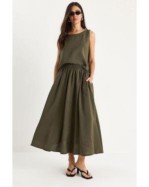 Bianco Lucci Sleeveless Scoop Neck Tank Top And Midi Skirt Co-Ord Set - Green