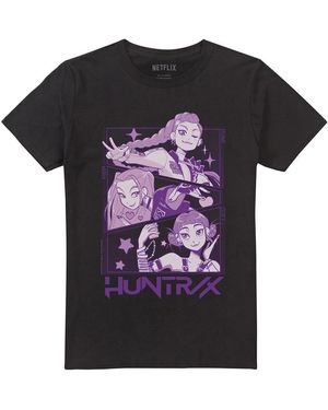 K-Pop Demon Hunters Adult Huntr/X Manga Panel T-Shirt - Black