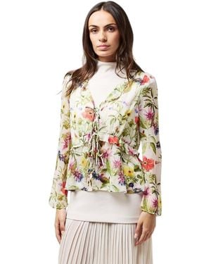 French Connection Monica Blouse Met Lange Mouwen /Multikleurig) - Wit