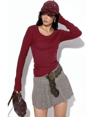 Busem Ribbed Slim-Fit Long-Sleeve Top - Red