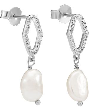 Orphelia 'Normandy' 925 Sterling Drop Earrings - White