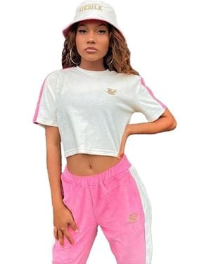 SIKSILK Velours Gewaad T-shirt (ecru) - Wit