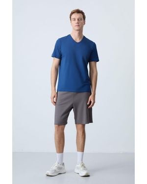 TOMMY LIFE Cotton-Blend Sweat Shorts - Blue