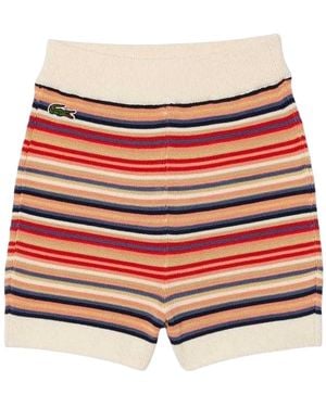 Lacoste Biologische Katoenen Gestreepte Shorts (Multikleur) - Rood