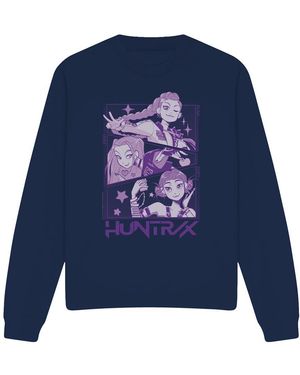 K-Pop Demon Hunters Adult Huntr/X Panel Sweatshirt - Blue