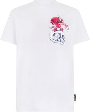 Philipp Plein T-Shirt Met Ronde Hals En Korte Mouwen - Wit