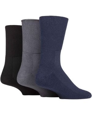 IOMI 3 Pack Extra Wide Bamboo Diabetic Socks For Swollen Legs - Blue