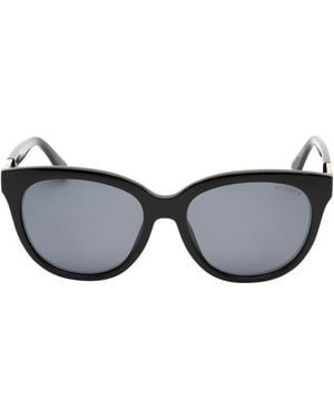 Guess Smoke Gepolariseerde Lens Glanzende Zwarte Zonnebril - Grijs