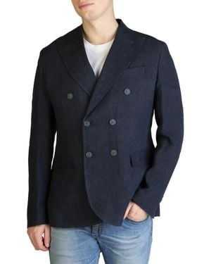 Yes-Zee Classic Fit Double Breasted Blazer - Blue