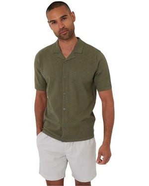 Threadbare Textured Jersey Regular Shirt (Donkergroen)
