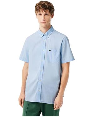 Lacoste Regular Overhemd Met Korte Mouwen - Blauw