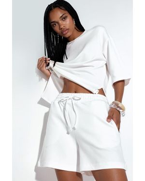 Busem Middenhoog Taille Trekkoord Sweatshorts - Wit