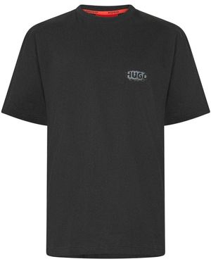 HUGO Spray Logo Regular T-Shirt Met Korte Mouwen - Zwart