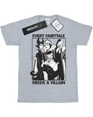 Disney Every Fairy Tale Needs A Villain Cotton T-Shirt (Sports) - Grey
