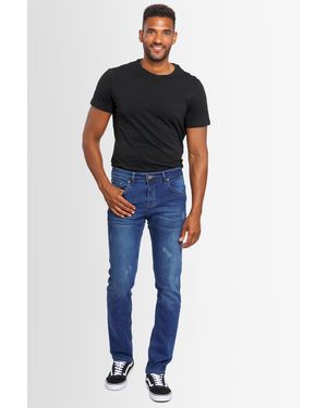 Alessandro Salvarini A. Salvarini Jeans Slim Fit Stretch Denim 5-Pocket – Used-Look - Blauw