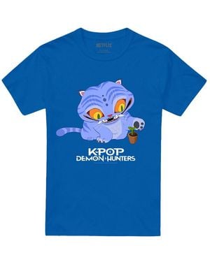 K-Pop Demon Hunters Adult Cute Derpy Tiger T-Shirt (Royal) - Blue