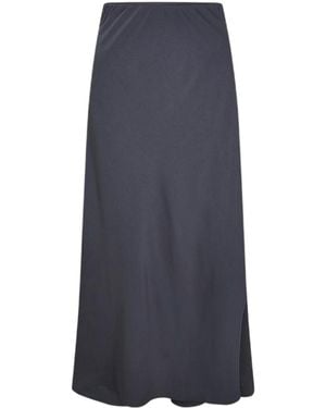 Pieces Geweven A-Lijn Midi Rok (Magneet) - Blauw