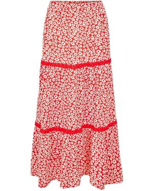 Threadbare Aubrie Maxi-Rok Met Bloemenprint Voor - Rood