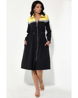 Msn-Collection Color-Blocked Midi Jersey Dress - Black