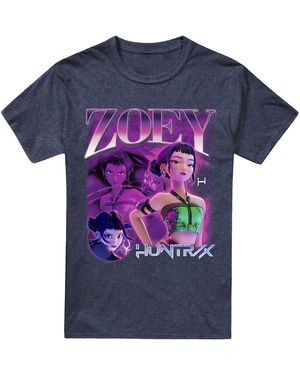 K-Pop Demon Hunters Adult Huntr/X Zoey T-Shirt (Heather) - Blue