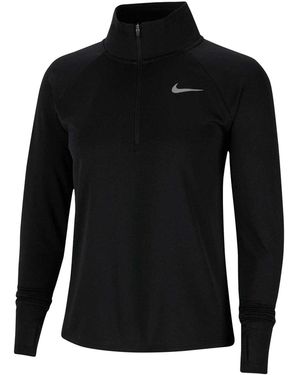 Nike Swoosh-Hardloopshirt Met Lange Mouwen Voor - Zwart