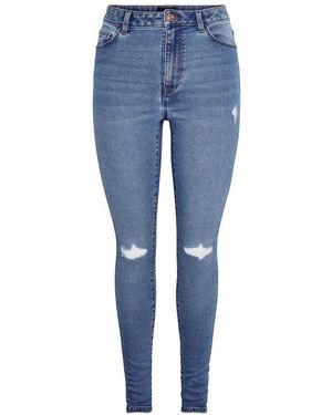 Pieces Skinny Jeans Met Verweerde Look Voor (Blauwe Denim)