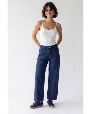 MixRay High-Waist Wide-Leg Cotton Jeans - Blue