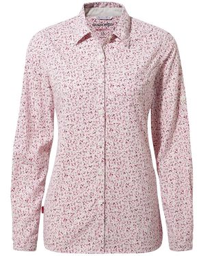 Craghoppers Shirt Met Lange Mouwen, Standaardpasvorm (Framboos) - Roze
