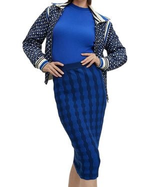BOSS Midi-Rok Met Patroon Voor (Blauw/Zwart)