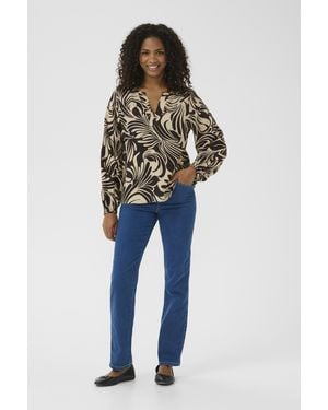 Kaffe Blouse Met Lange Mouwen Kacelia Regular Fit Blue Grey Multi - Blauw