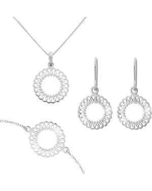 Orphelia 'Amada' 925 Sterling Set: Bracelet + Earrings + Necklace - White