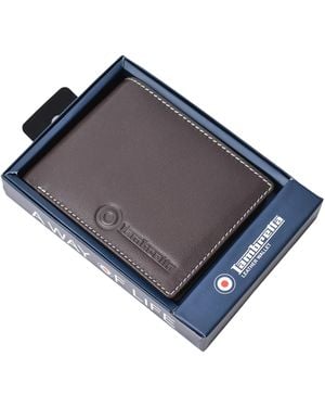 Lambretta Logo Leather Wallet (Dark) - Blue