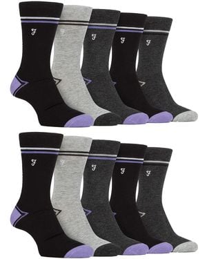 Farah 10 Pair Multi-Pack Bright Bamboo Socks - Black
