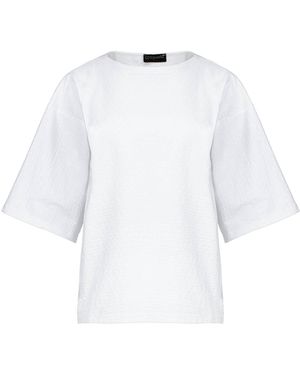 Conquista Oversized T-shirt Van Getextureerde Katoenmix Met Moderne Elegantie - Wit