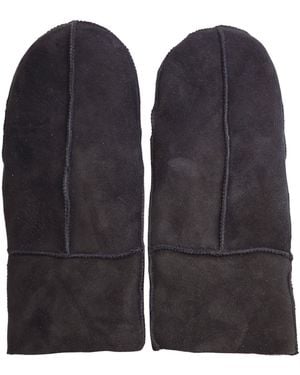 Infinity Leather Genuine Real Sheepskin Suede Mittens Warm Gloves - Black