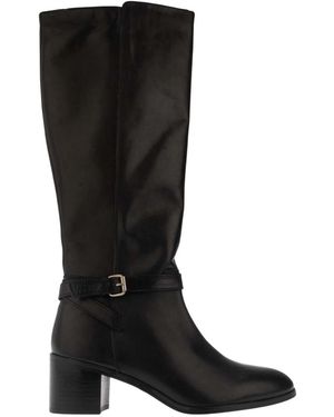Dune Trusti Casual Leren Kniehoge Laarzen - Zwart