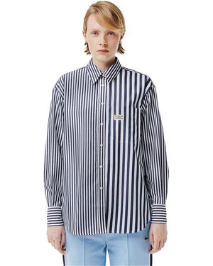 Lacoste Katoenen Overhemd Met Strepen Van Bandier (Marine) - Blauw