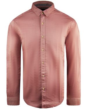 Scotch & Soda Slim Long Sleeve Plain Cotton Shirt - Red