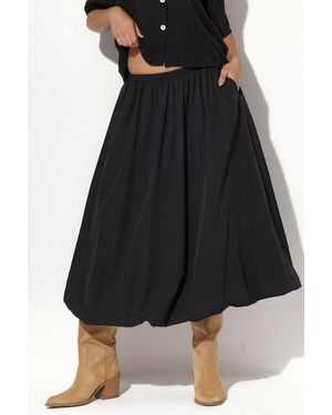 Busem Hoge Taille A-Lijn Midi Rok - Zwart