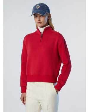 North Sails Sweatshirt Met Halve Rits Winter Fleece - Rood