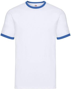 Fruit Of The Loom Adult Ringer T-Shirt /Royal) Cotton - White