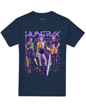 K-Pop Demon Hunters Adult Huntr/X Group Pose T-Shirt - Blue