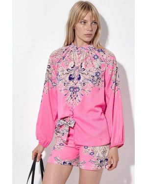 Msn-Collection Paisley Woven Playsuit With Tie Detail - Pink