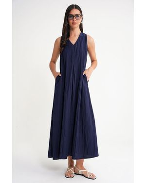 MixRay V-Neck Maxi Dress - Blue