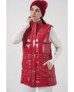 Bigdart Shiny Zippered Puffer Vest