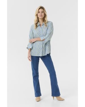 Cream Overhemd Met Lang Mouwen Regular Fit Blue Yellow Small Floral - Blauw