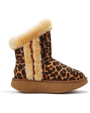 Australia Luxe Penny Leopard Ankle Boots - Brown
